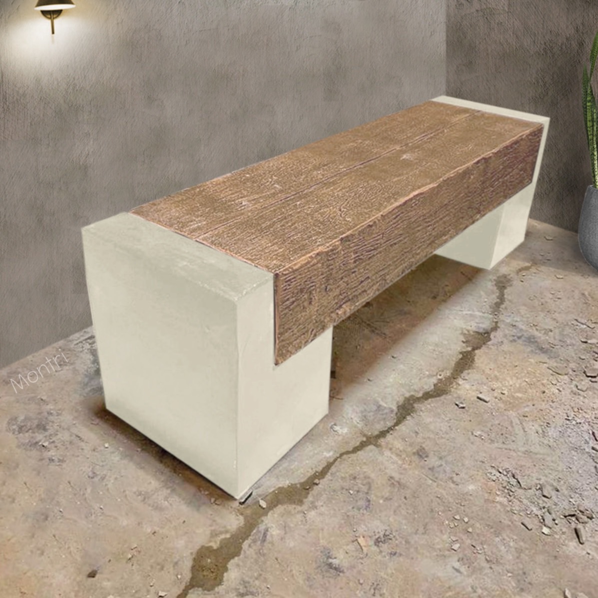 ม้านั่งสนามคอนกรีต ขนาด 150 ซม. ทนทานทุกสภาพอากาศ นั่งสบายได้ 3 คน ม้านั่งสนามมนตรีศิลป์