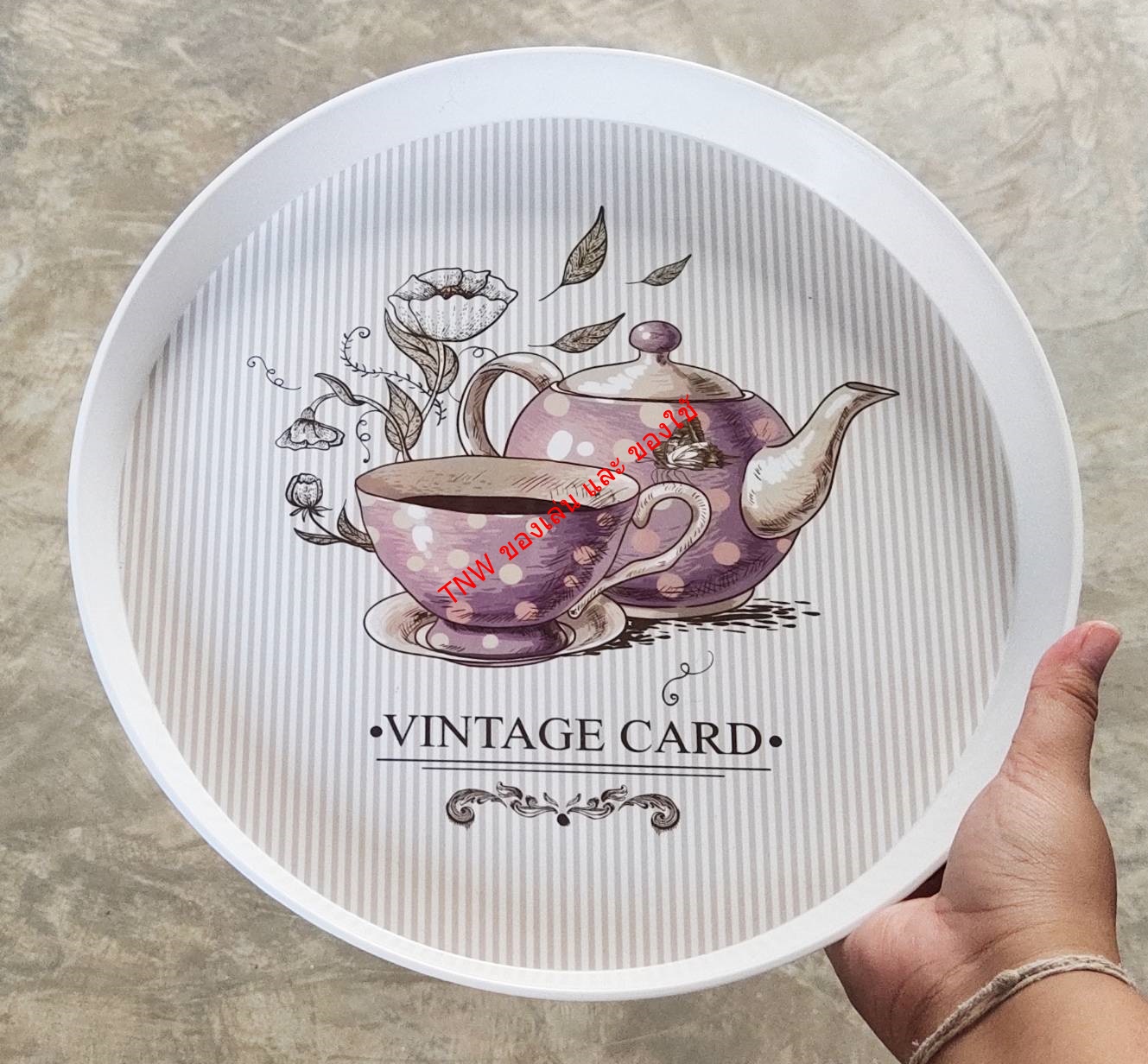 ถาดพลาสติก ถาดกลม ถาดใส่อาหาร ถาดใส่ของ ถาดใส่อาหาร คละลาย