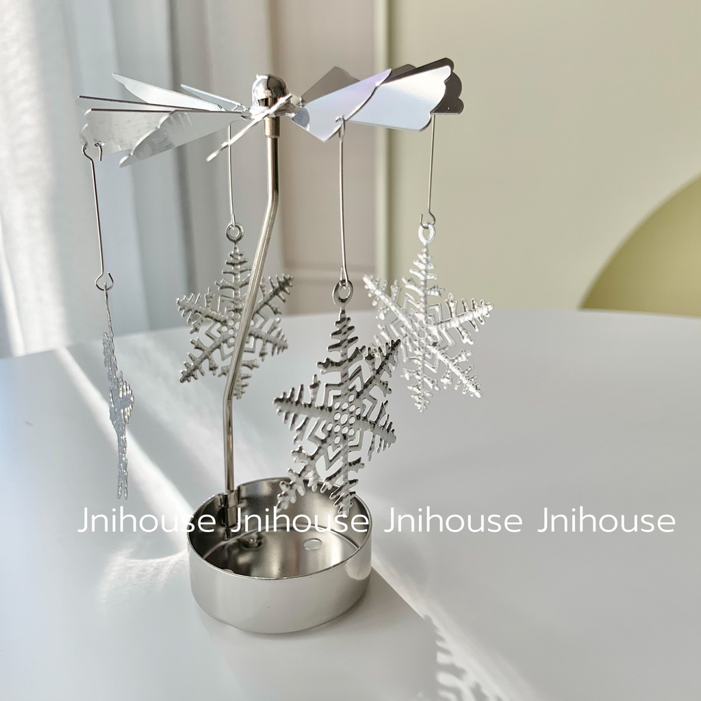 [พร้อมส่ง] Jnihouse : ถาดวางเทียน ถาดหมุน Rotating Candle Holder (silver)