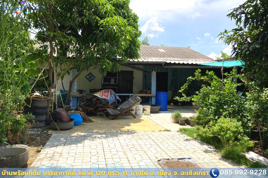 🌿ขายบ้านเดี่ยวพร้อมที่ดิน 120 ตร.ว. ใกล้ตัวเมืองแปดริ้ว บรรยากาศร่มรื่น เหมาะสำหรับนักลงทุนและครอบครัวที่มองหาบ้านหลังใหม่!
