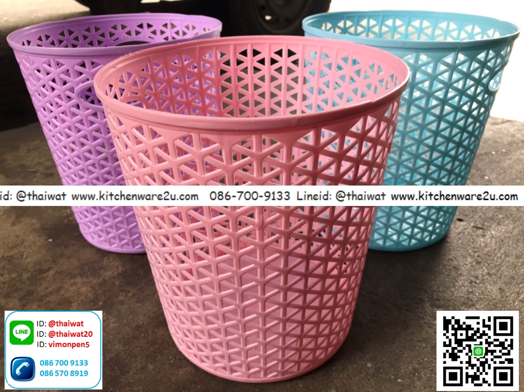 P10195 ตะกร้ากลม ลายฉลุ (28*28*27 cm) สีสวย เกรดเอ ราคาส่งต่อ 1 โหล:12 ใบ:(210 บ/โหล ขายส่งทุกอย่าง 20 บาท