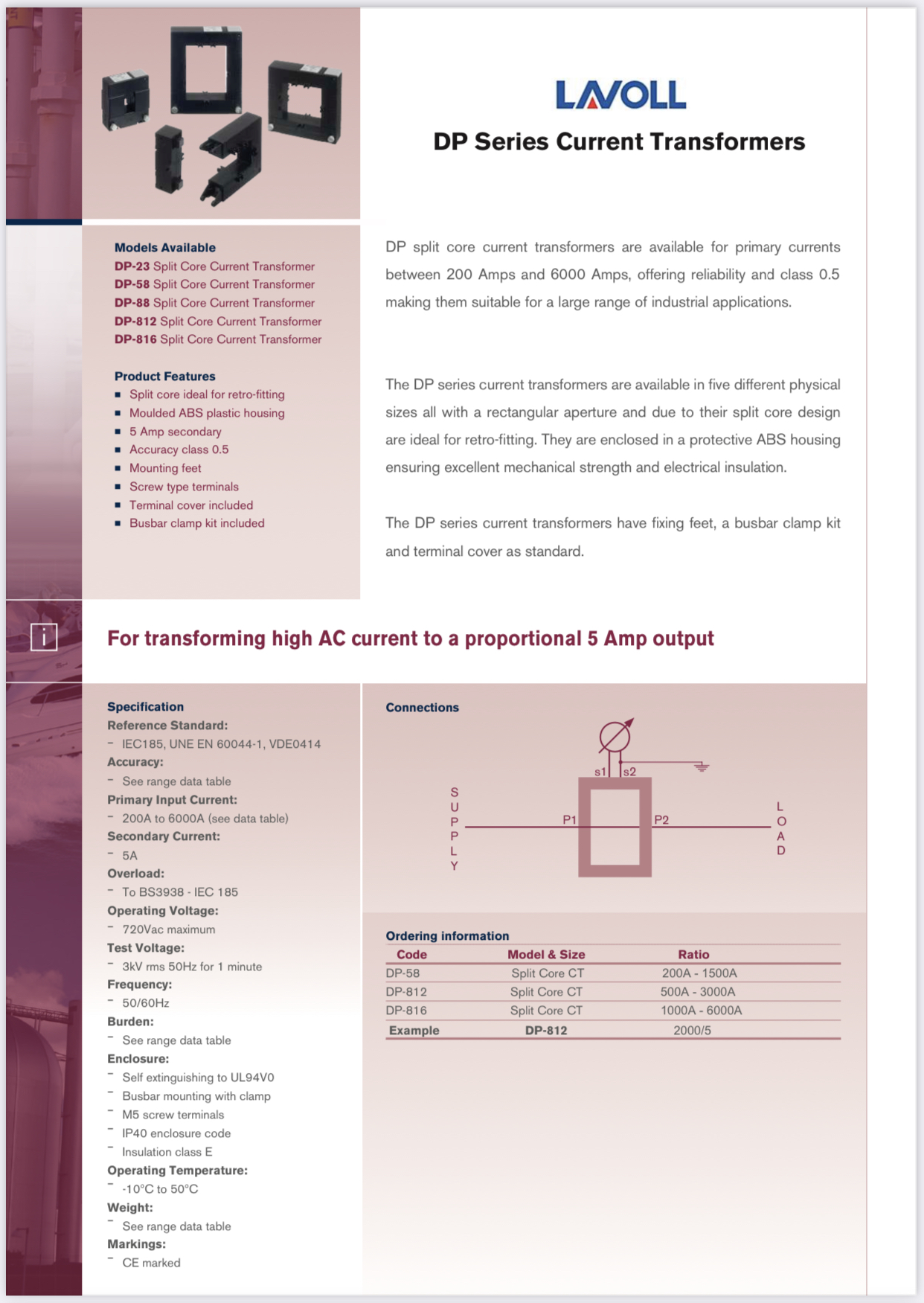 Lavoll DP-812 (2,000/5A) ตัวแปลงกระแสแบบถอดประกบ Split Core