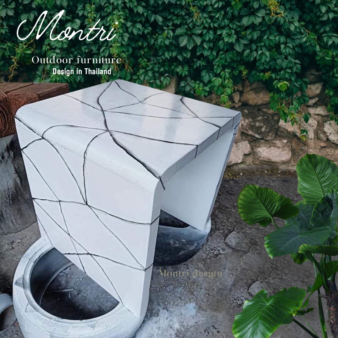 ชุดโต๊ะสนาม โต๊ะสนาม โต๊ะสนามกลางแจ้ง ชุดโต๊ะปูนซีเมนต์สไตล์ลอฟท์ รุ่น Loft mini สี Luxury white & black