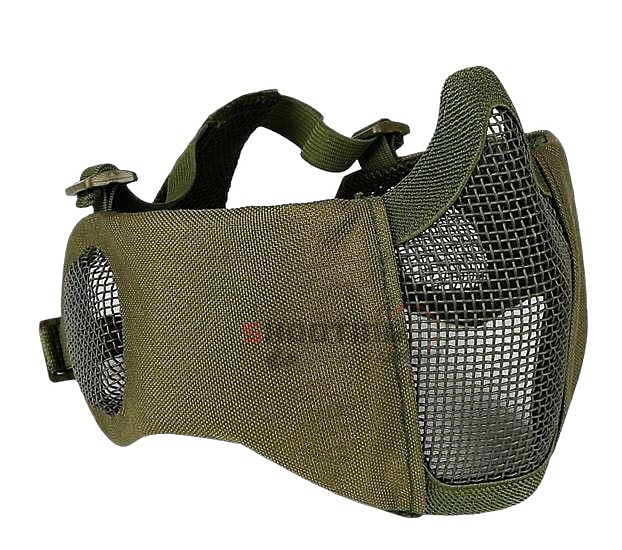 หน้ากากตะแกรงครึ่งหน้าแก้มผ้า ปิดหูตะแกรงเหล็ก