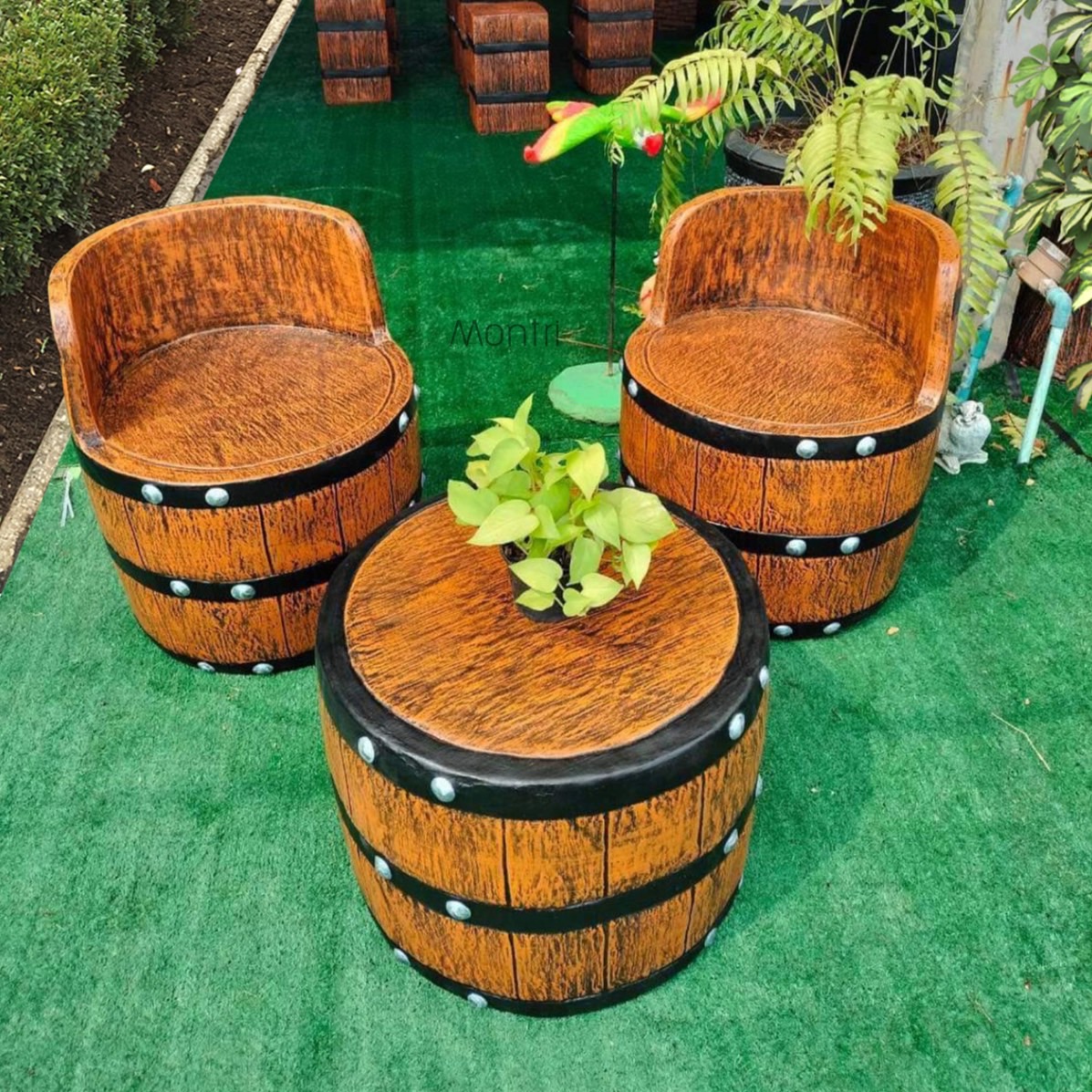 ชุดโต๊ะสนาม Diy ชุดโต๊ะสนามแต่งสวน ชุด 2 ที่นั้่ง สินค้าทำจากปูนซีเมนต์เสริมใยมะพร้าว ช่วยให้น้ำหนักเบาเคลื่อนย้ายสะดวก