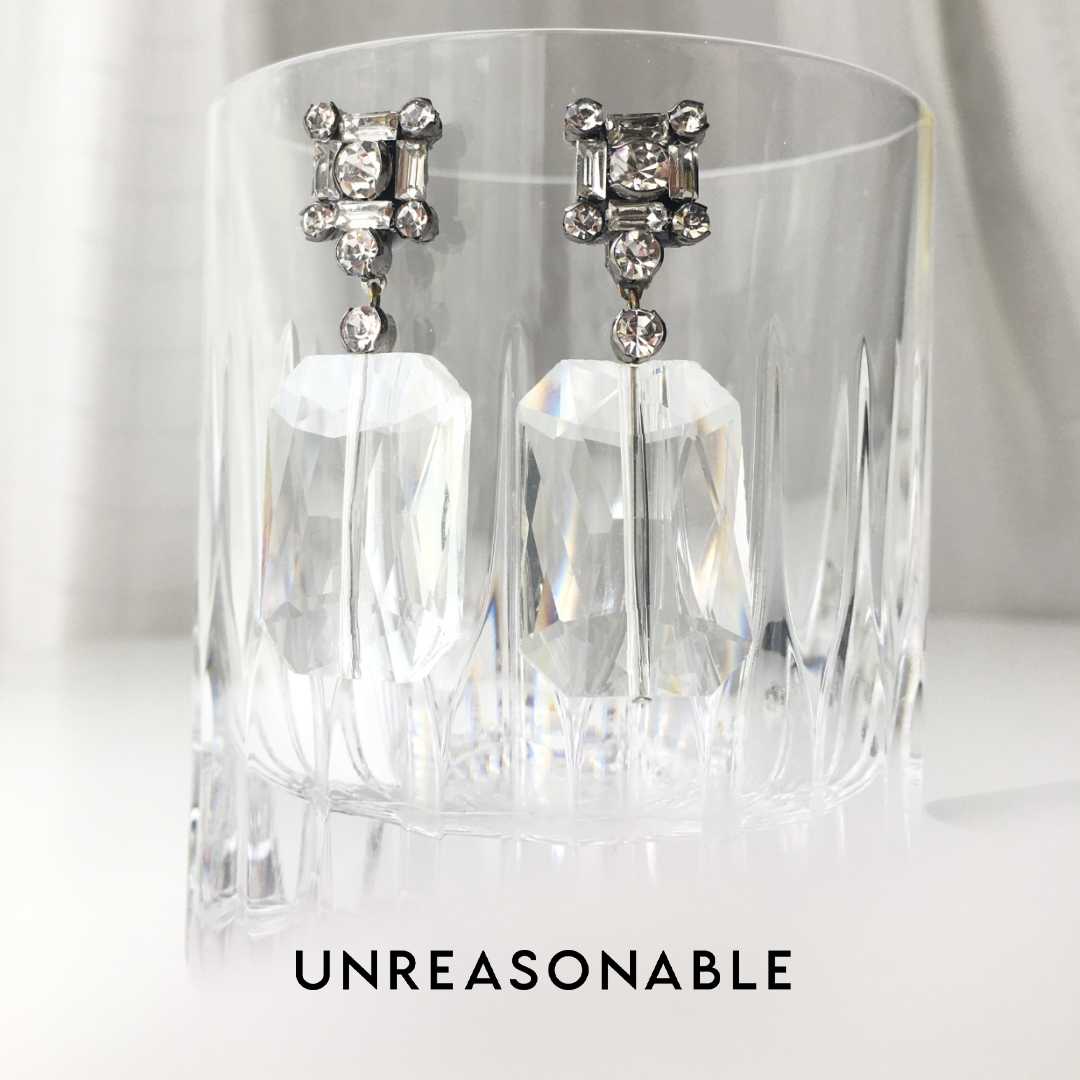 ต่างหู พลอยกระจก ต่างหูคลิป ต่างหูก้านเงินแท้ UA0730-01 Unreasonable Accessories