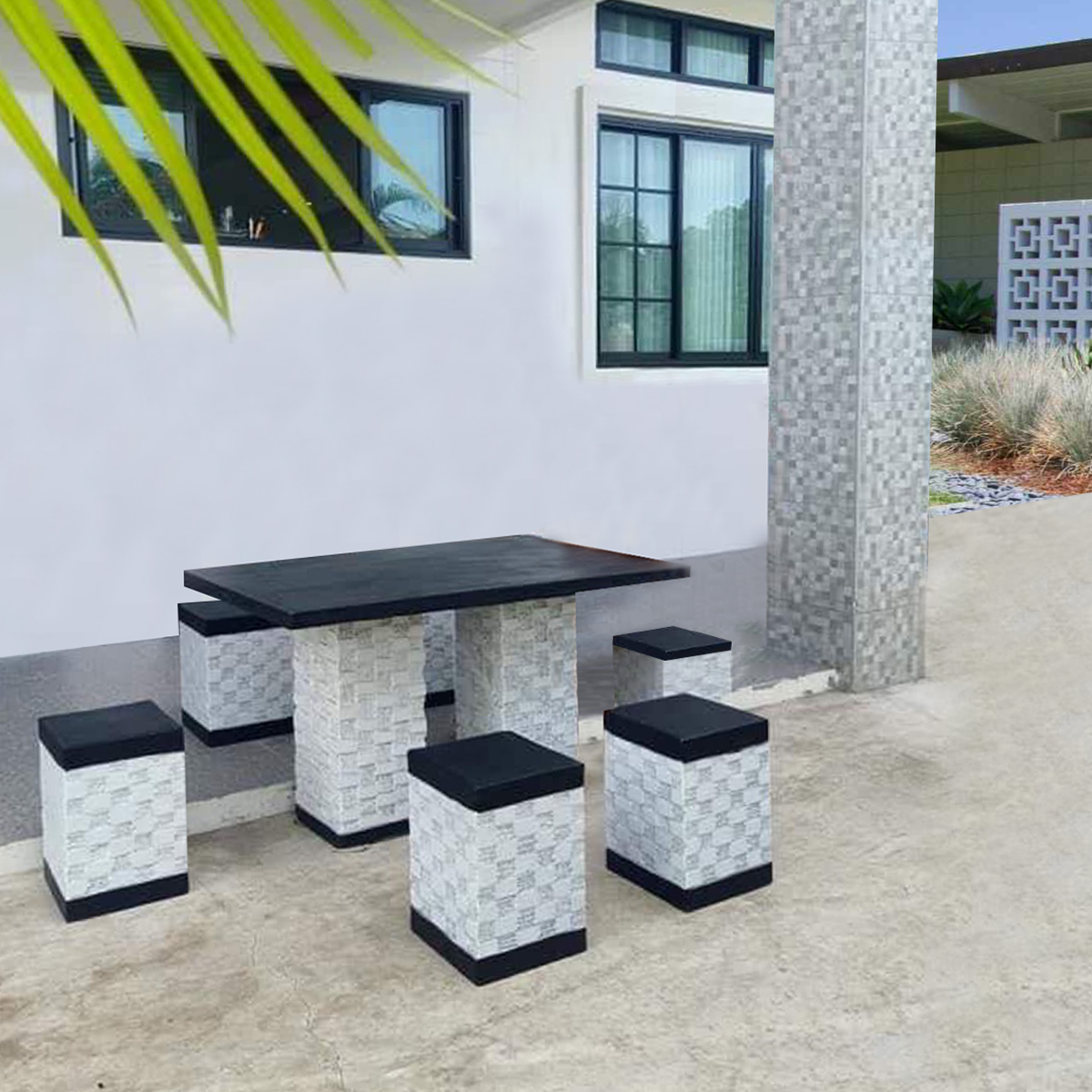 ชุดโต๊ะสนามปูน โต๊ะปูนสนาม ชุดโต๊ะสนาม เฟอร์นิเจอร์สนาม ชุด 6 ที่นั่ง เก้าอี้เดี่ยว