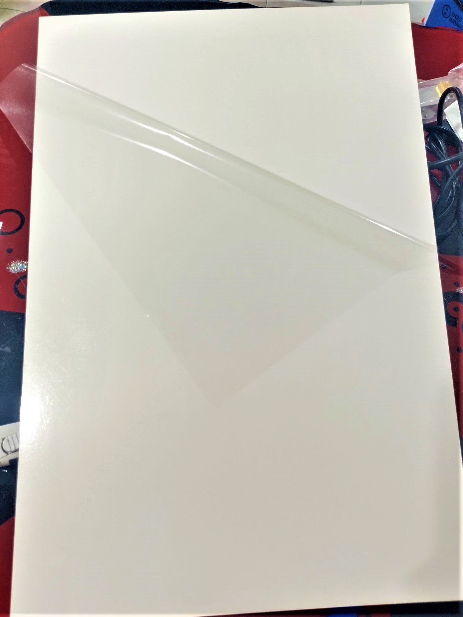 แผ่นกาว พีวีซี ขาว 2 หน้า พีวีซีกาว ทำโฟโต้บุ๊ค ขนาด 12x16นิ้ว หนา 1 มิล แพ็ค 50แผ่น