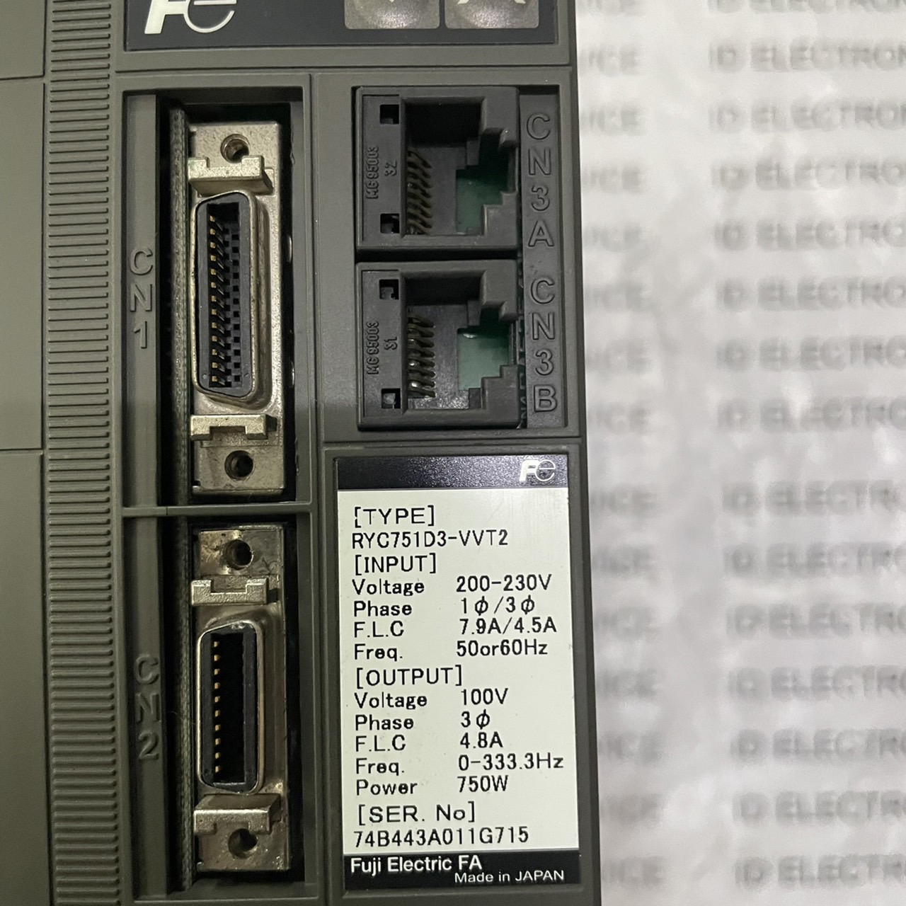 SERVO DRIVE " FUJI " MODEL : RYC751D3-VVT2