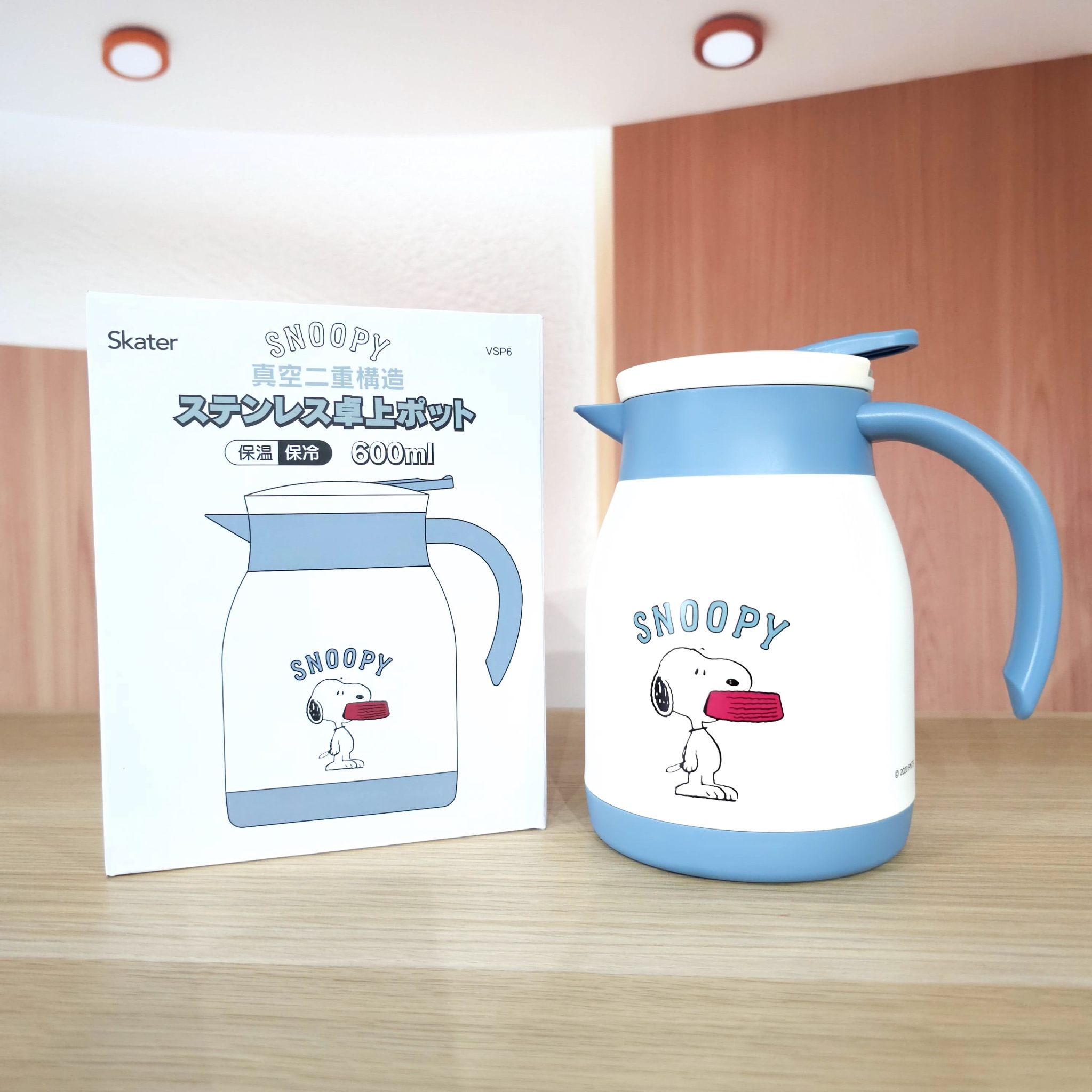 Skater snoopy stainless pot 600 ml เหยือกน้ำเก็บอุณหภูมิร้อนเย็น แบบ one push