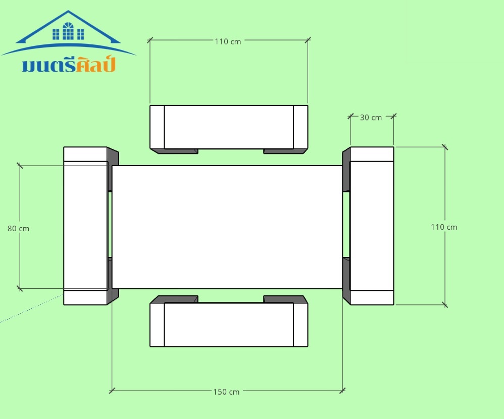 โต๊ะปูนสนาม ชุดโต๊ะสนามปูนสไตล์โมเดิร์น ชุด 8 ที่นั่ง พาดยาว สีดิน
