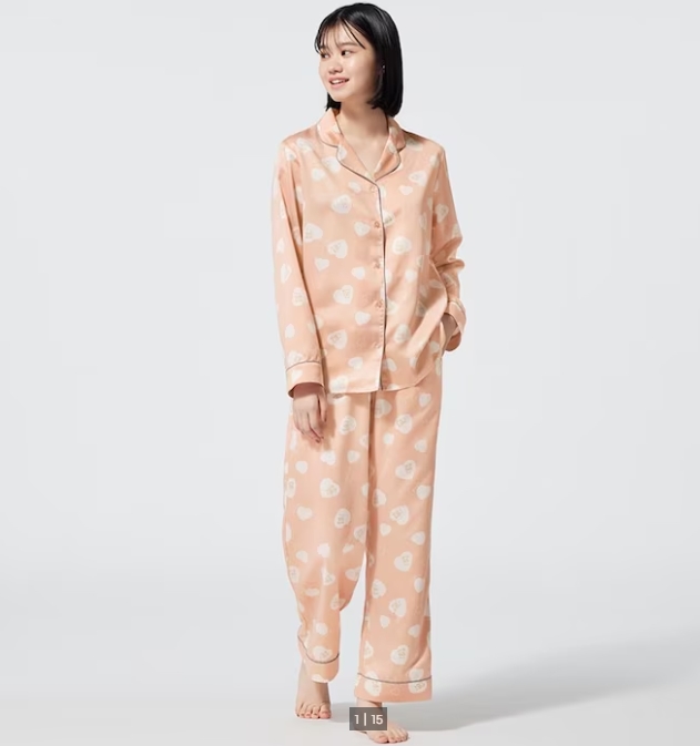 ชุดนอน Gu × Rilakkuma Limited สีชมพูงานลิขสิทธิ์แท้จากญี่ปุ่น