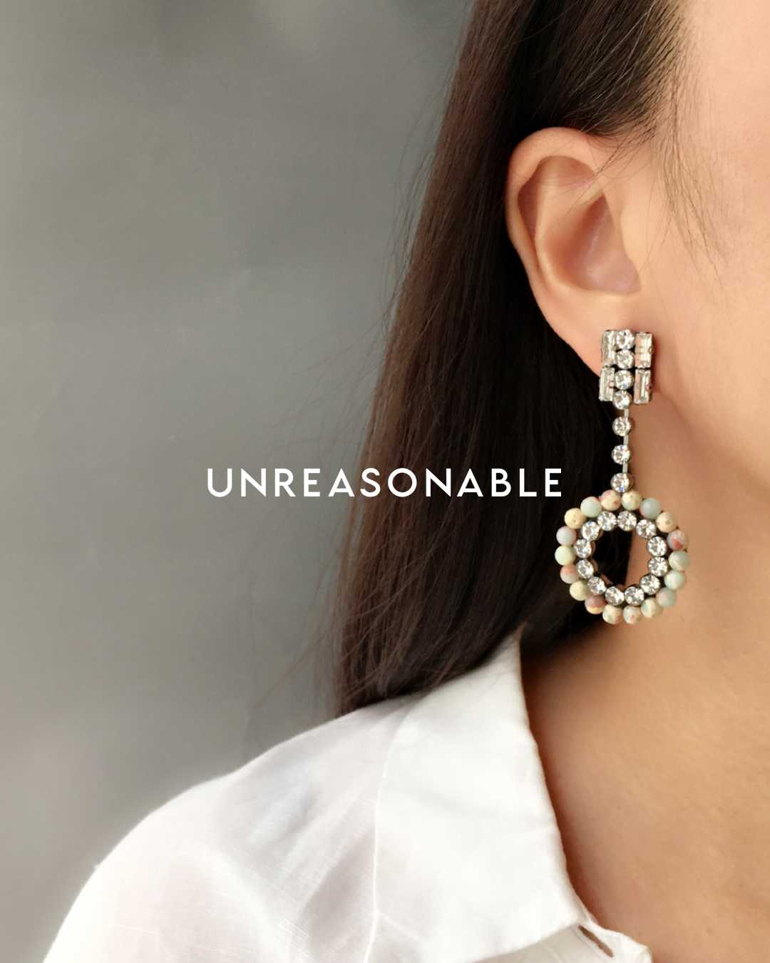 ต่างหู Aqua jasper ต่างหูคลิป ต่างหูก้านเงินแท้ น้ำหนักเบา UA0716-02 Unreasonable Accessories