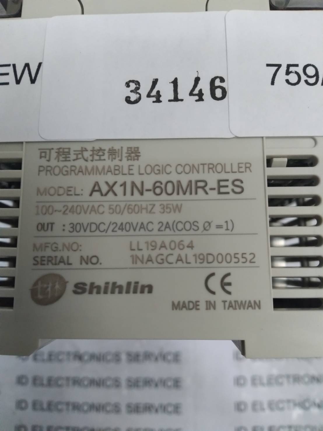 PLC " SHIHLIN " MODEL : AX1N-60MR-ES