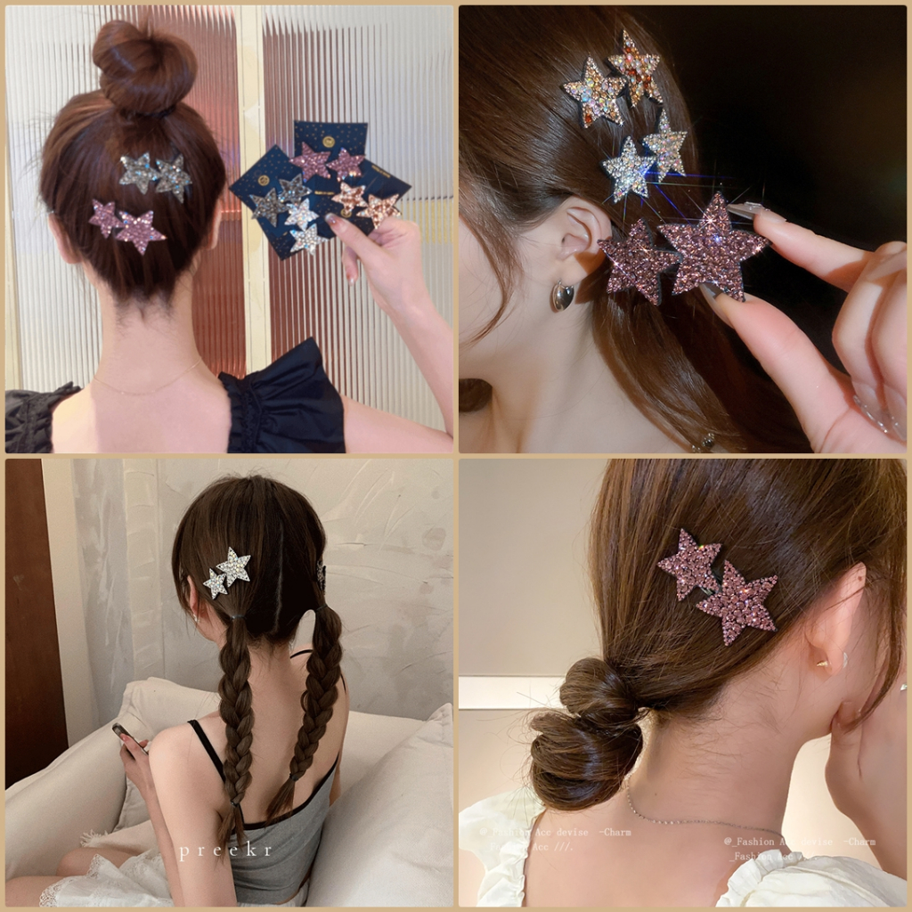 กิ๊บเพชร ป๊อกแป๊ก รูปดาวคู่ งานเพชรวิบวับ สินค้าพร้อมส่ง