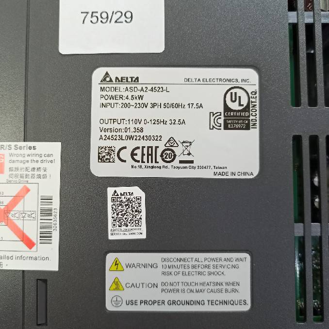 SERVO DRIVE " DELTA " MODEL : ASD-A2-4523-L