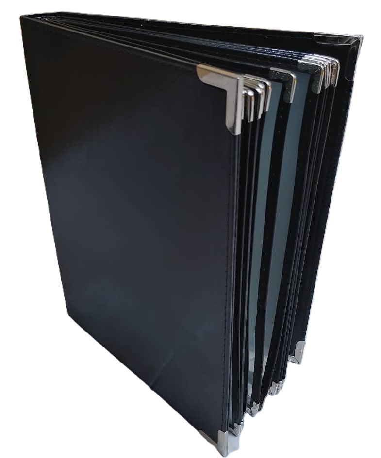 แฟ้มซองใส่เมนูอาหารโบรชัวร์ เอกสาร ซองใส ปกหนัง 8ซอง16หน้า food menu pouch แฟ้มปกหนังเอนกประสงค์