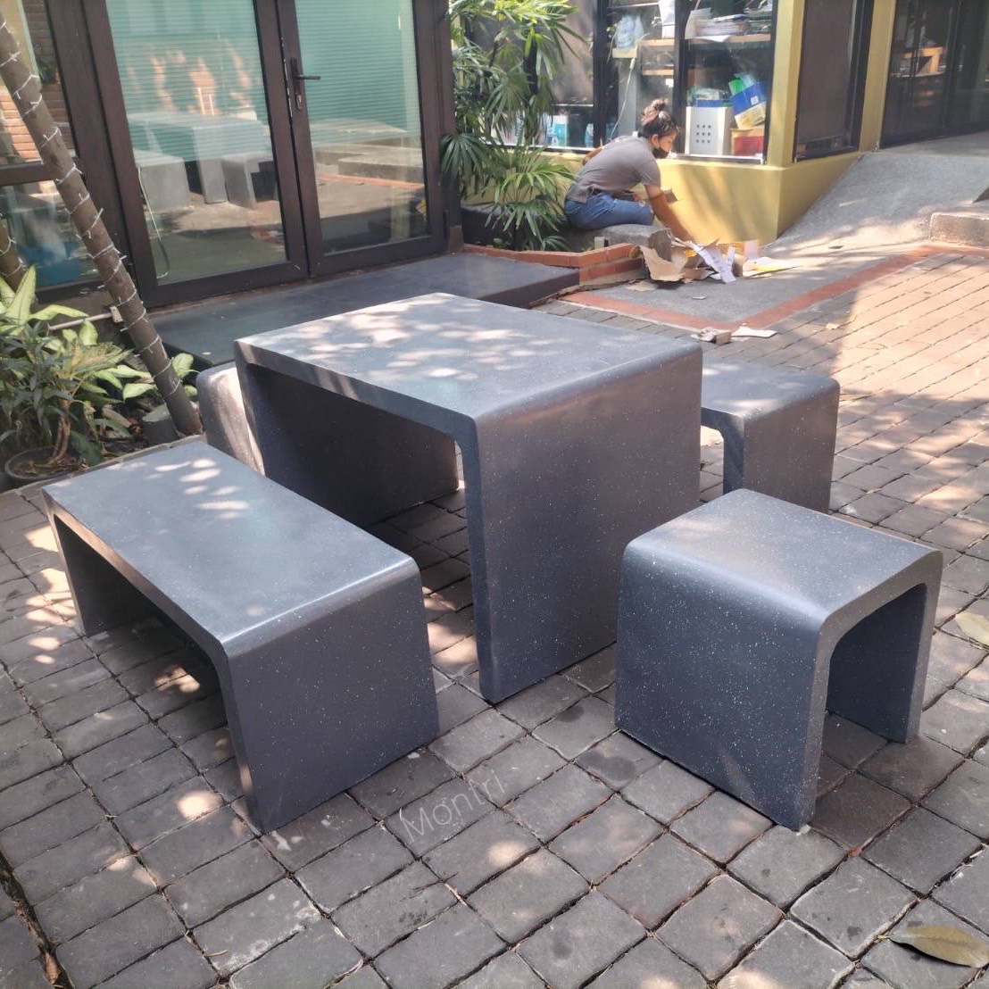 โต๊ะสนาม โต๊ะสนามกลางแจ้ง ชุดโต๊ะสนาม ชุดโต๊ะสนาม ชุดโต๊ะปูนซีเมนตร์ รุ่น Loft ลายหินอ่อน