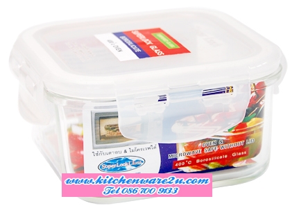 P05398 กล่อง Superlock แบบแก้ว จุ 1000 มล ขนาด 16 ซม.(กว้าง) X 16 ซม.(ยาว) X 8 ซม.(สูง)) No.6086 (ราคาส่งต่อ 12 ใบ:เฉลี่ย 120 บต่อใบ)