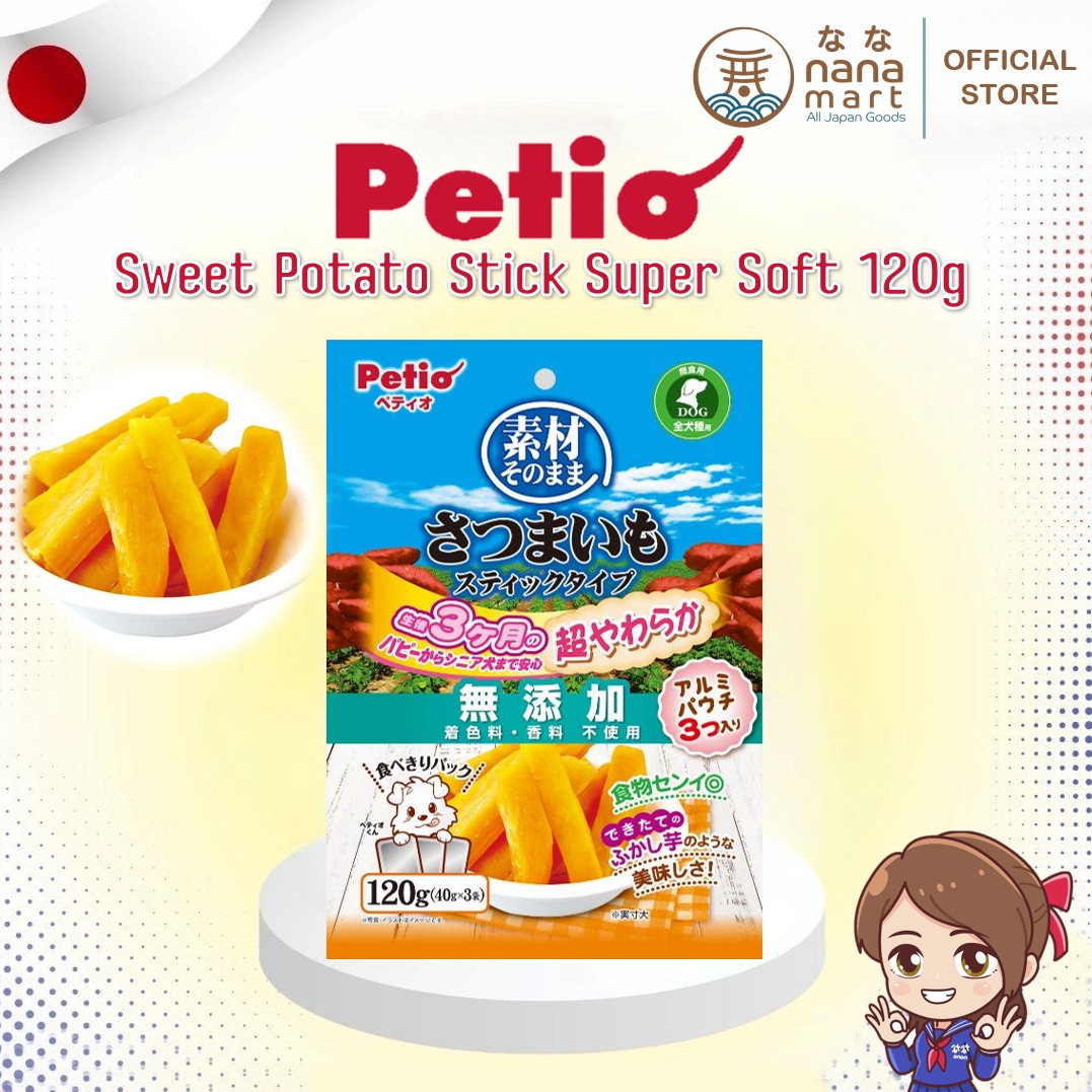 ขนมน้องหมา ขนมมันสำหรับหมา Petio Sweet Potato Stick Super Soft ขนาด 120g (40gx3) จากญี่ปุ่น