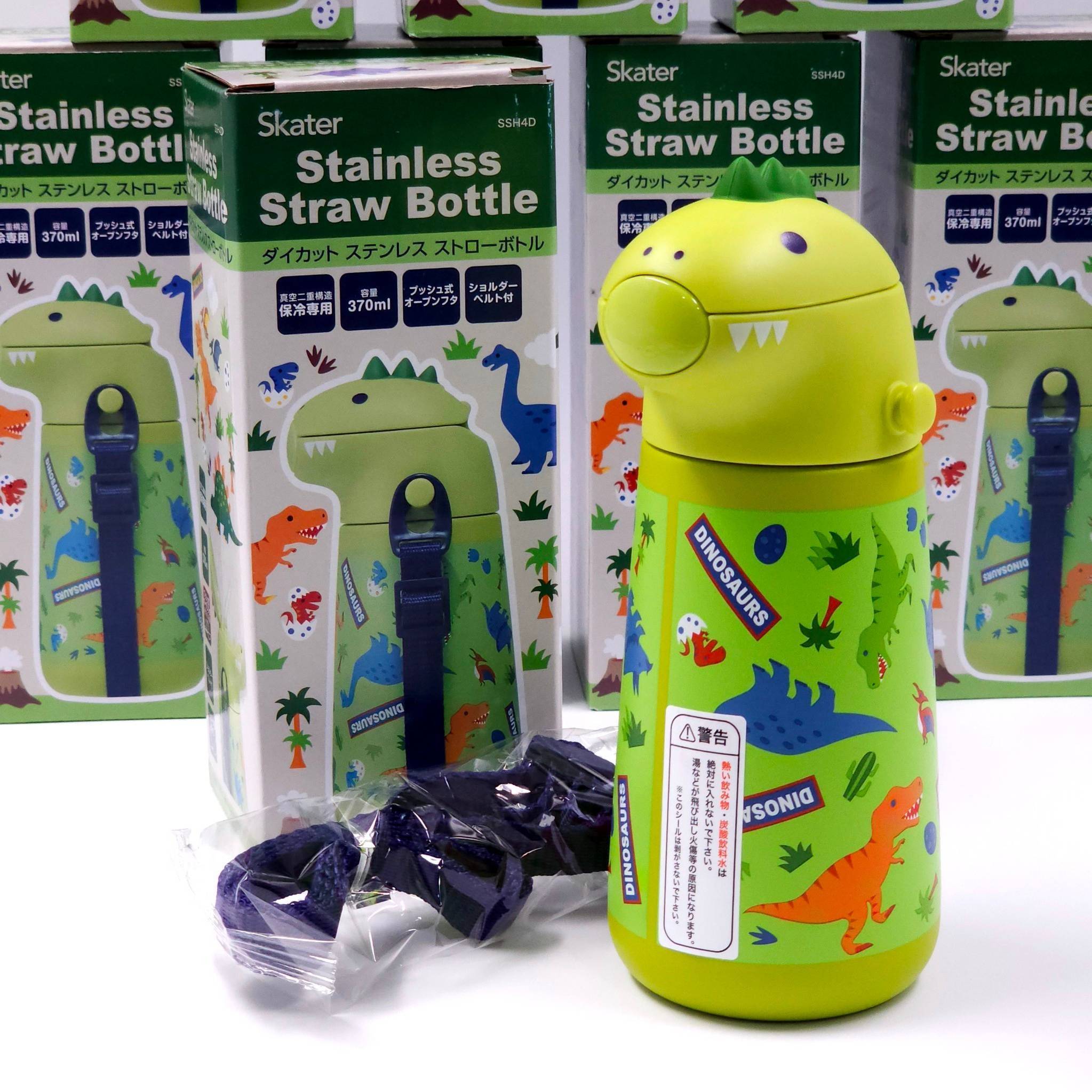 กระติกน้ำ Skater stainless Straw Bottle 370ml กระติกน้ำเก็บร้อน/เย็น ตัวไดโนเสาร์สุดน่ารักไม่ซ้ำใคร