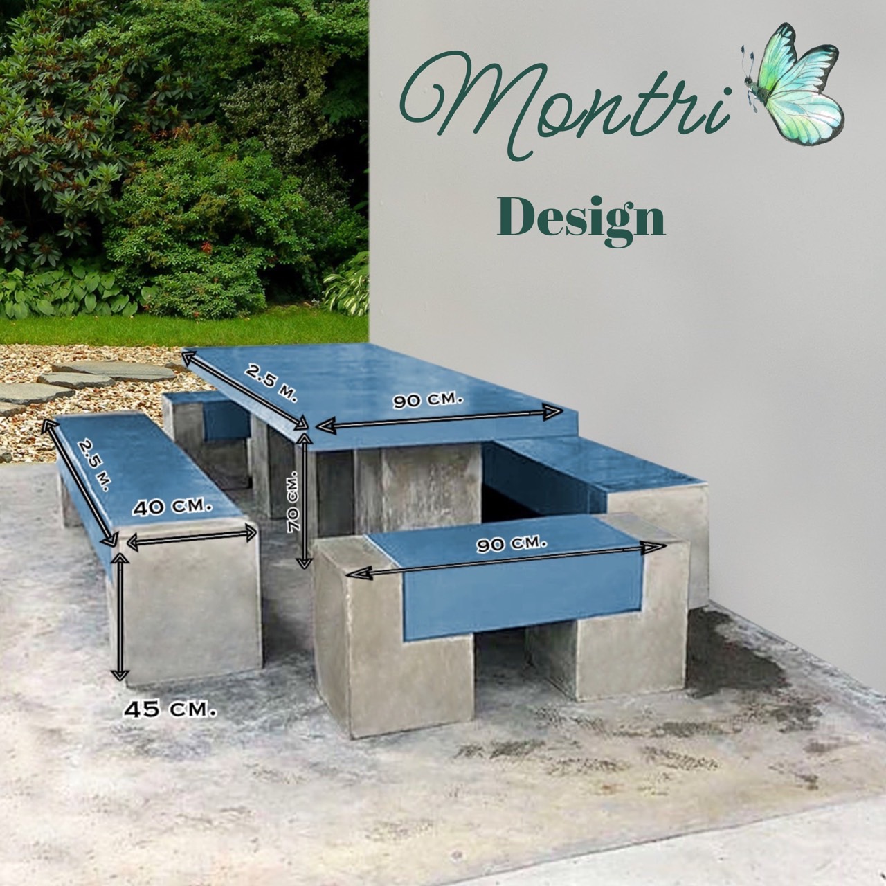 ชุดโต๊ะสนาม โมเดิร์นบล็อค แข็งแกร่ง วางกลางแจ้งหรือในร่มได้ คุ้มค่า ส่งตรงจากโรงงาน ขนาด 2.5 เมตร