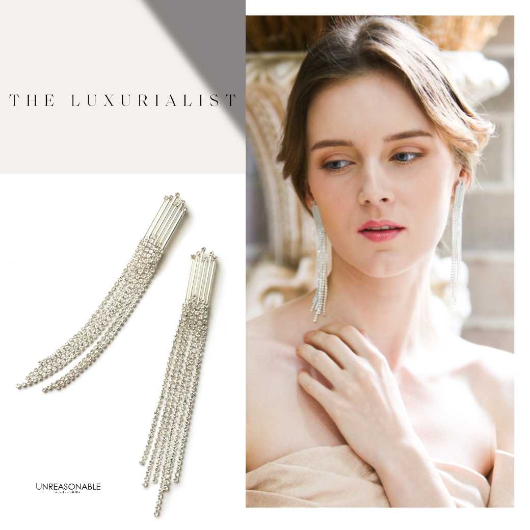 ต่างหูออกงาน สีเงิน ต่างหูคลิป ต่างหูก้านเงินแท้ น้ำหนักเบา UA0319-02 Unreasonable Accessories