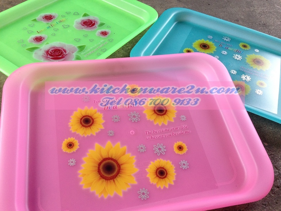 P08010 ถาดสีหวาน พิมพ์ลาย (25.5*35.5 cm) No.734 (ราคาส่งต่อ 1 โหล: 12 ใบ)