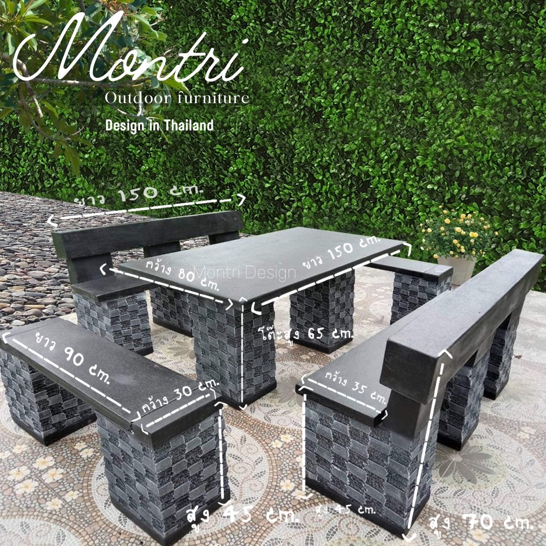 ชุดโต๊ะโมเดิร์นพนักพิง ชุดโต๊ะ เก้าอี้พนักพิง โต๊ะปุนสนาม โต๊ะสนามกลางแจ้ง รุ่น LA01