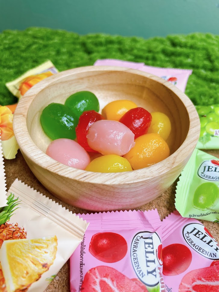 🍓 🥭 🍍 เยลลี่ผลไม้หนึบ ขนาด 500g.(ครึ่งโล) เยลลี่ Gummy มีหลายรสชาติของผลไม้ หอม อร่อย นุ่มหนึบ มะม่วง/สตอเบอรี่/พีช/องุ่นม่วง/องุ่นเขียว 🍓 🥭 🍍