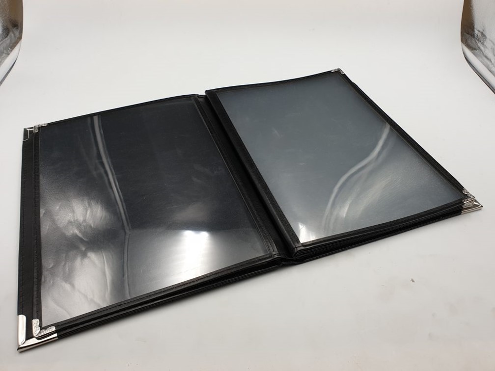 แฟ้มใส่เมนูอาหาร โบรชัวร์ เอกสาร ซองใส ปกหนัง 6ซอง12หน้า food menu pouch แฟ้มปกหนังเอนกประสงค์