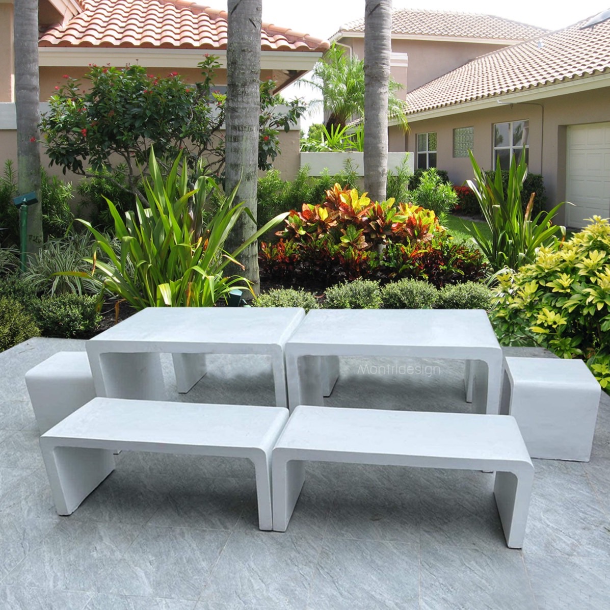 ชุดโต๊ะสนาม ปูนซีเมนต์สไตล์ลอฟท์ รุ่น Jumbo Loft สีขาวเงา โต๊ะลอฟท์ โต๊ะปูนเปลือย โต๊ะปุนลอฟท์ โปรค่าส่งพิเศษ (เป็นราคาสินค้ายังไม่รวมค่าส่ง)