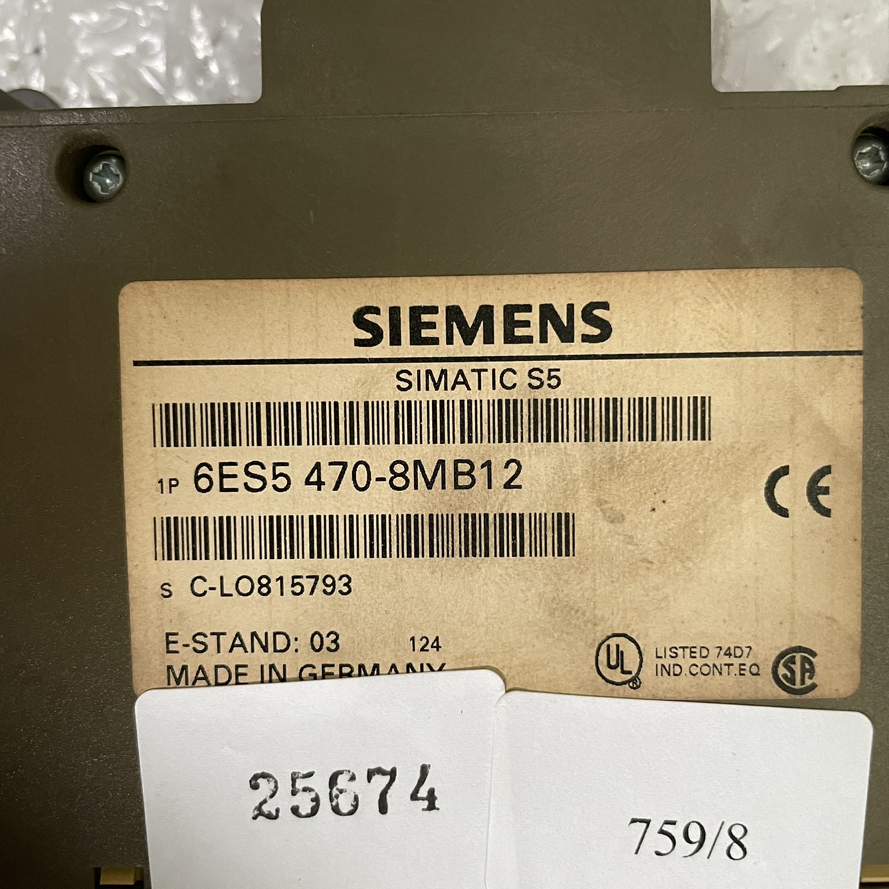 PLC " SIEMENS " MODEL : 6ES5 470-8MB12