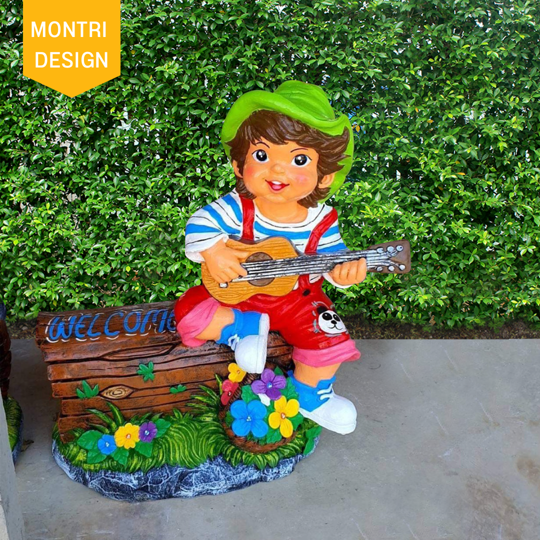 ตุ๊กตาจัดสวน จำนวน 1 คู่ ตุ๊กตาแต่งสวน ตุ๊กตาแต่งหน้าร้าน ตุ๊กตาปูนปั้น ตุ๊กตาปูนปั้นจัดสวน ตุ๊กตาปูนปั้นโคราช รุ่น NAZA55