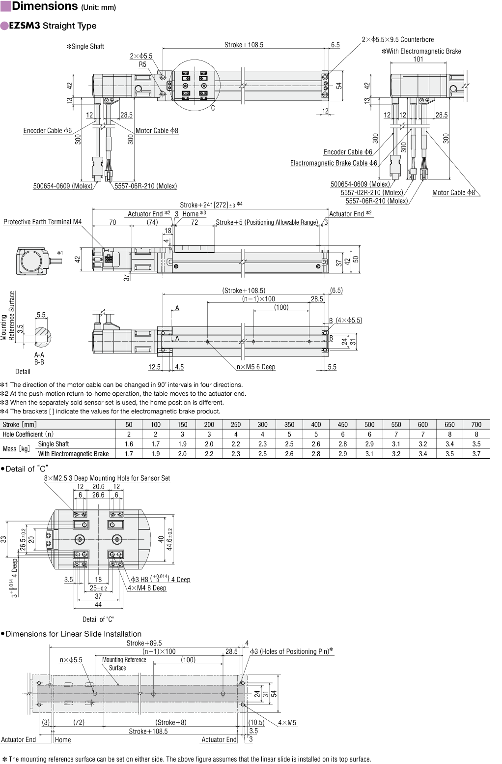 Electric Linear Slides EZS Series EZSM3D030AZAC+CC030VZR+AZD-CD