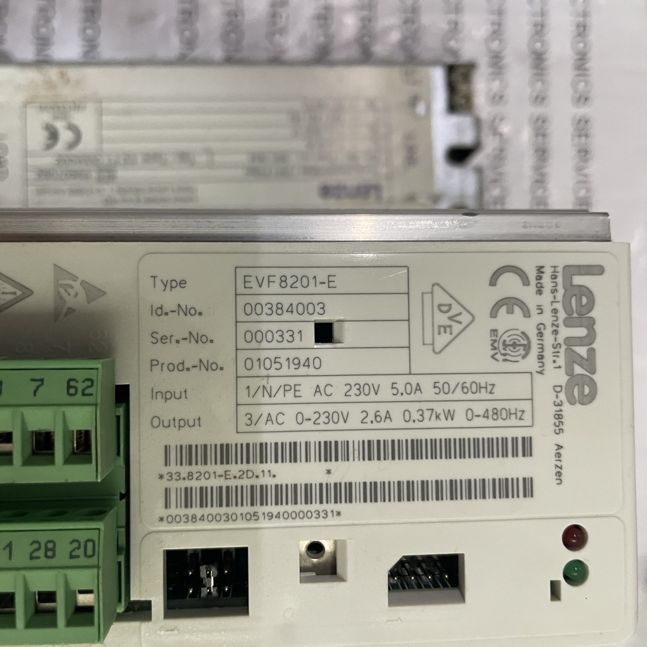 SERVO DRIVE " LENZE " MODEL : EVF8201-E