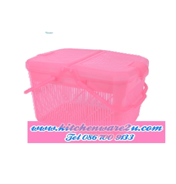 P04424 ตะกร้าหูหิ้ว แอนนา มีฝาล๊อค (24 x 32 x 20 cm) เกรดเอ No.2541-2 ราคาส่งต่อโหล: 12 ใบ: เฉลี่ย 57.5 บต่อใบ