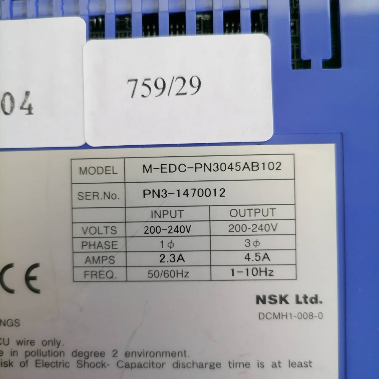 SERVO DRIVE " NSK " MODEL : M-EDC-PN3045AB102