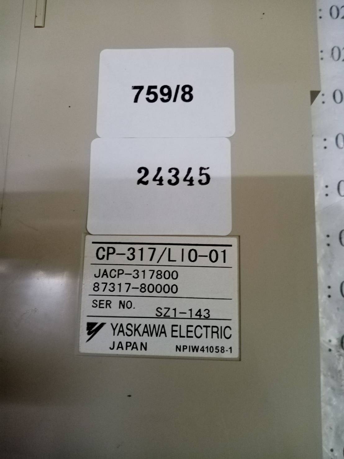 PLC " YASKAWA " MODEL : JACP-317800