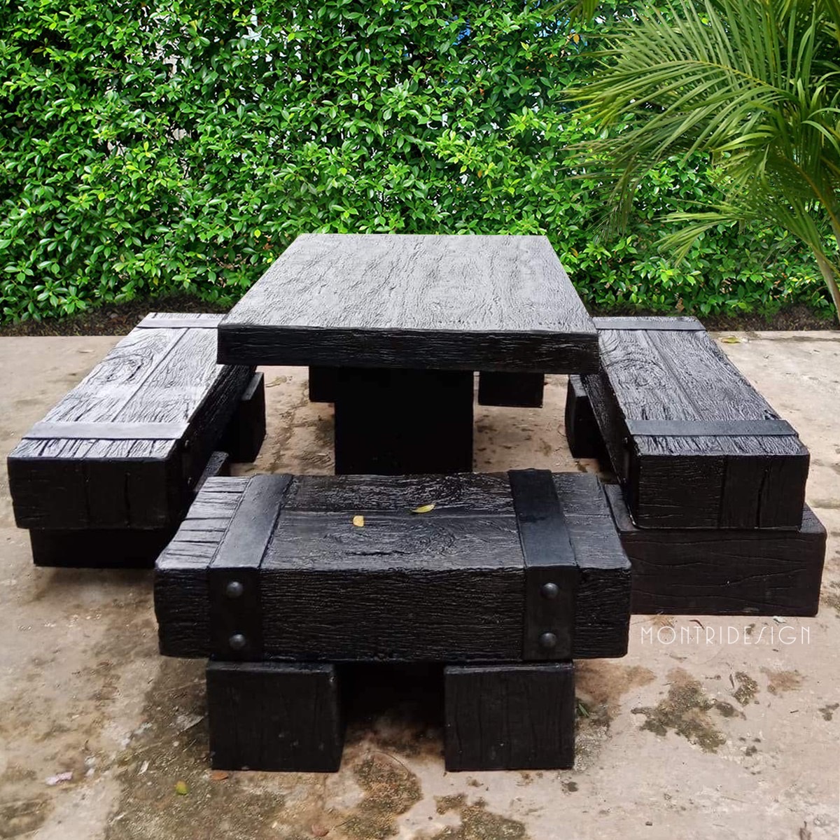 ชุดโต๊ะสนามปุนลายไม้ โต๊ะไม้หมอนโมเดิร์น รุ่น MN01 ขนาด 120*90 cm.