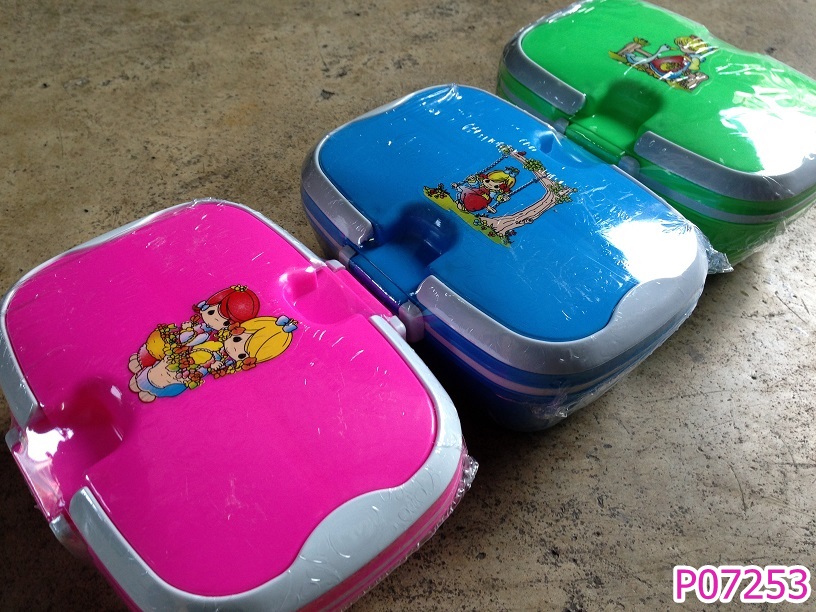 P07253 ปิ่นโต 2 ชั้น (15*20*10 cm) สีสวย ราคาส่งต่อ 1 โหล:12 ชุด