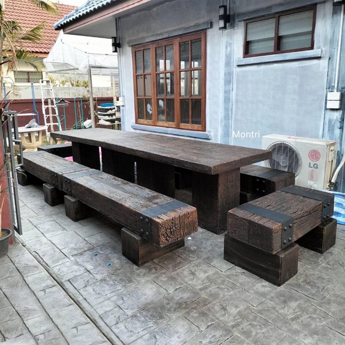 ชุดโต๊ะสนามไม้หมอน งาน DiY ดีไซน์ทันสมัย งานดีคุณภาพเกินราคา แข็งแรง ทนแดด ทนฝน คุ้มค่าใช้งานได้ในระยะยาว