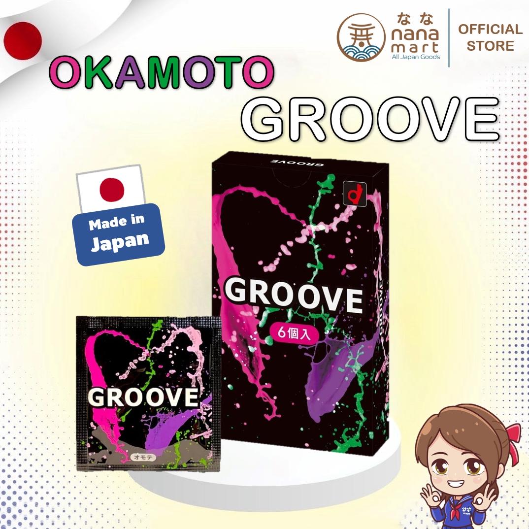 Okamoto Groove Condom ถุงยางอนามัย พร้อมเจลหล่อลื่นแบบพิเศษ ขนาด 52 mm. 1 กล่อง 6 ชิ้น