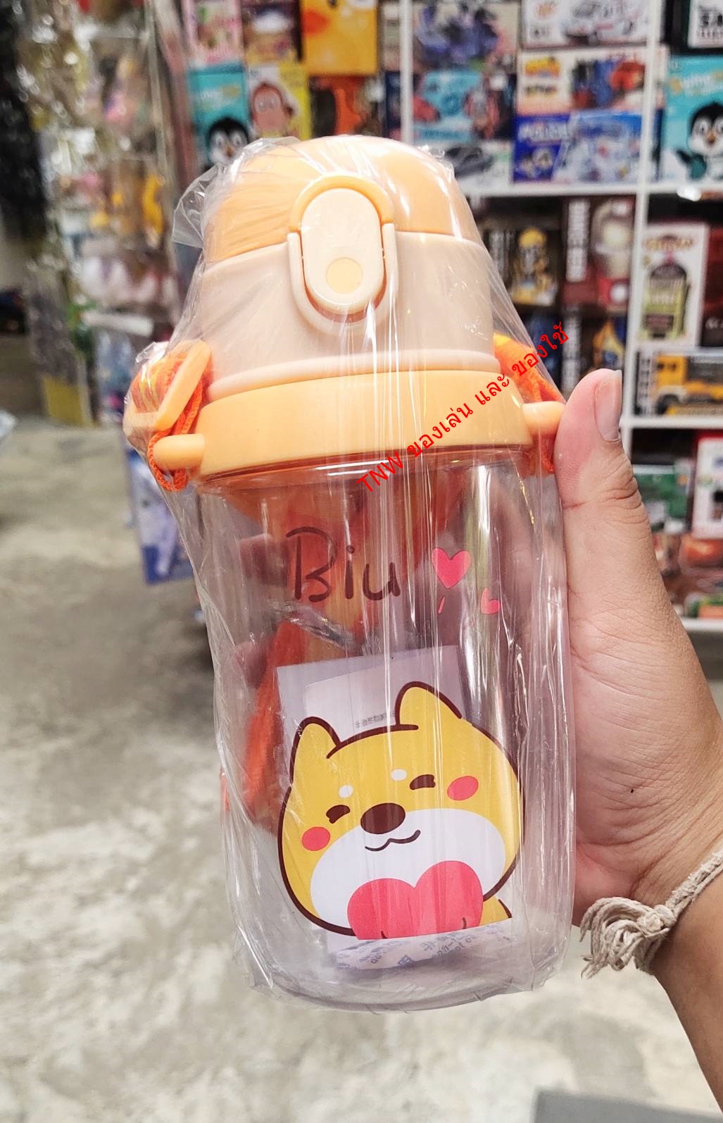 กระบอกดูดน้ำ กระบอกดูดน้ำแบบพกพา กระติก แก้วน้ำ มีฝาปิดกันกระเเทก สะพายข้างได้ ลายน่ารัก