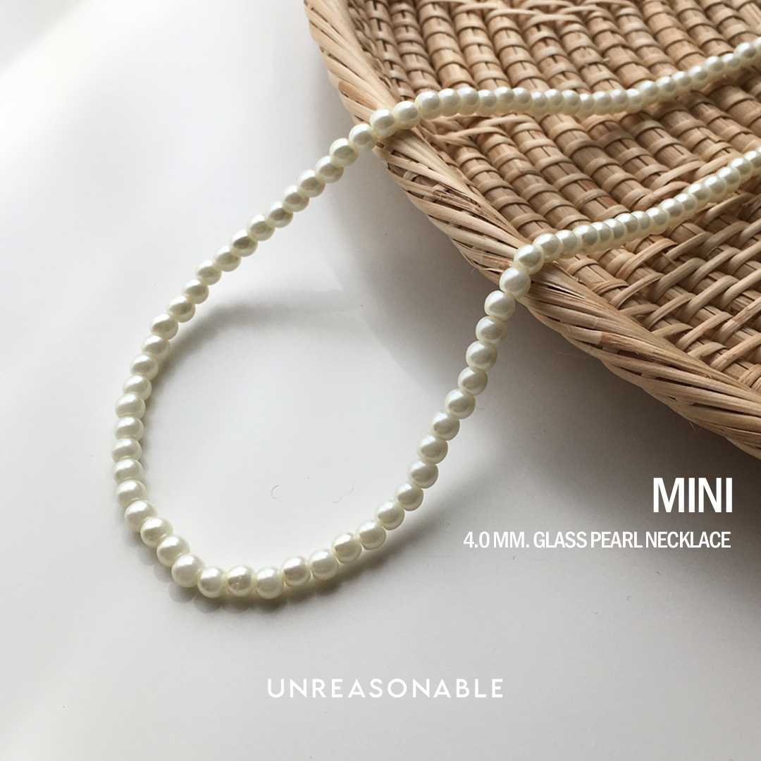 สร้อยคอมุกแก้ว 4.0 mm. UA0659-01 Unreasonable Accessories