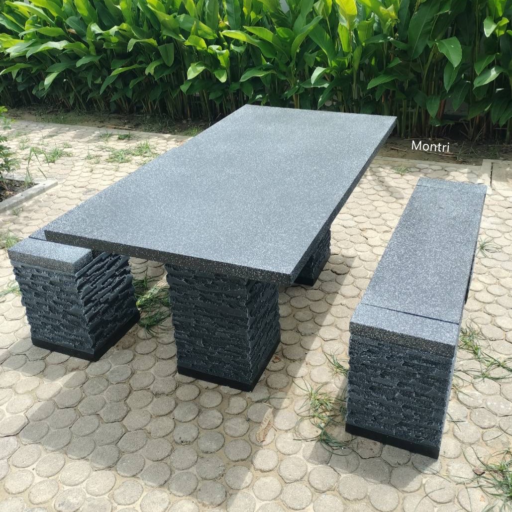 โต๊ะสนาม ชุดโต๊ะโมเดิร์น โต๊ะปูนสนาม ชุด 4 ที่นั่ง พาดยาว