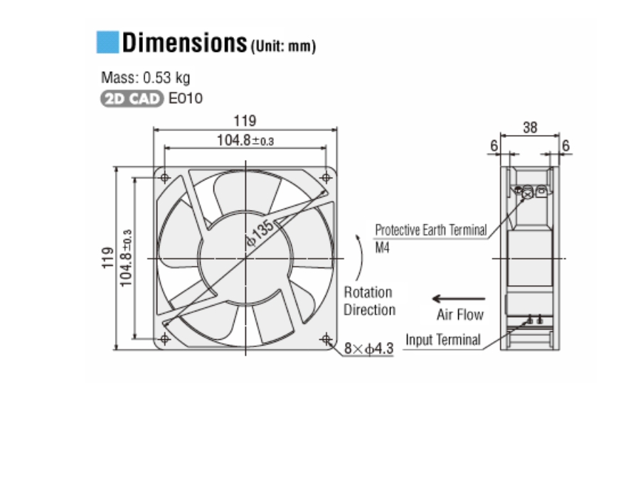 AC AXIAL FLOW FAN #MU1238A-51B (120X120X38 MM)