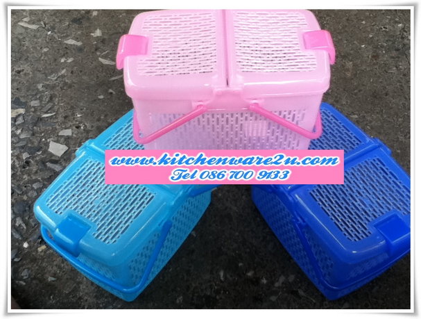 P00118 ตะกร้าลอยฟ้าฝาล๊อค (28*22*20 cm) เกรดเอ No.9805 (ราคาส่งต่อ 1 โหล:12 ใบ)