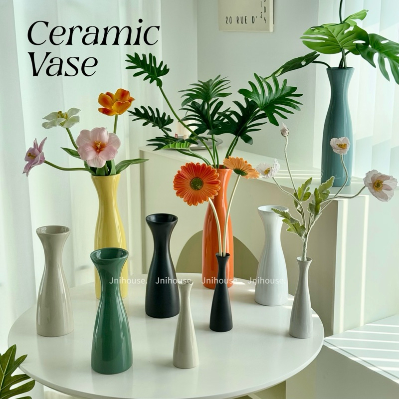 [พร้อมส่ง] Jnihouse : แจกันเซรามิก แจกันดอกไม้ทรงสูง (Vase)