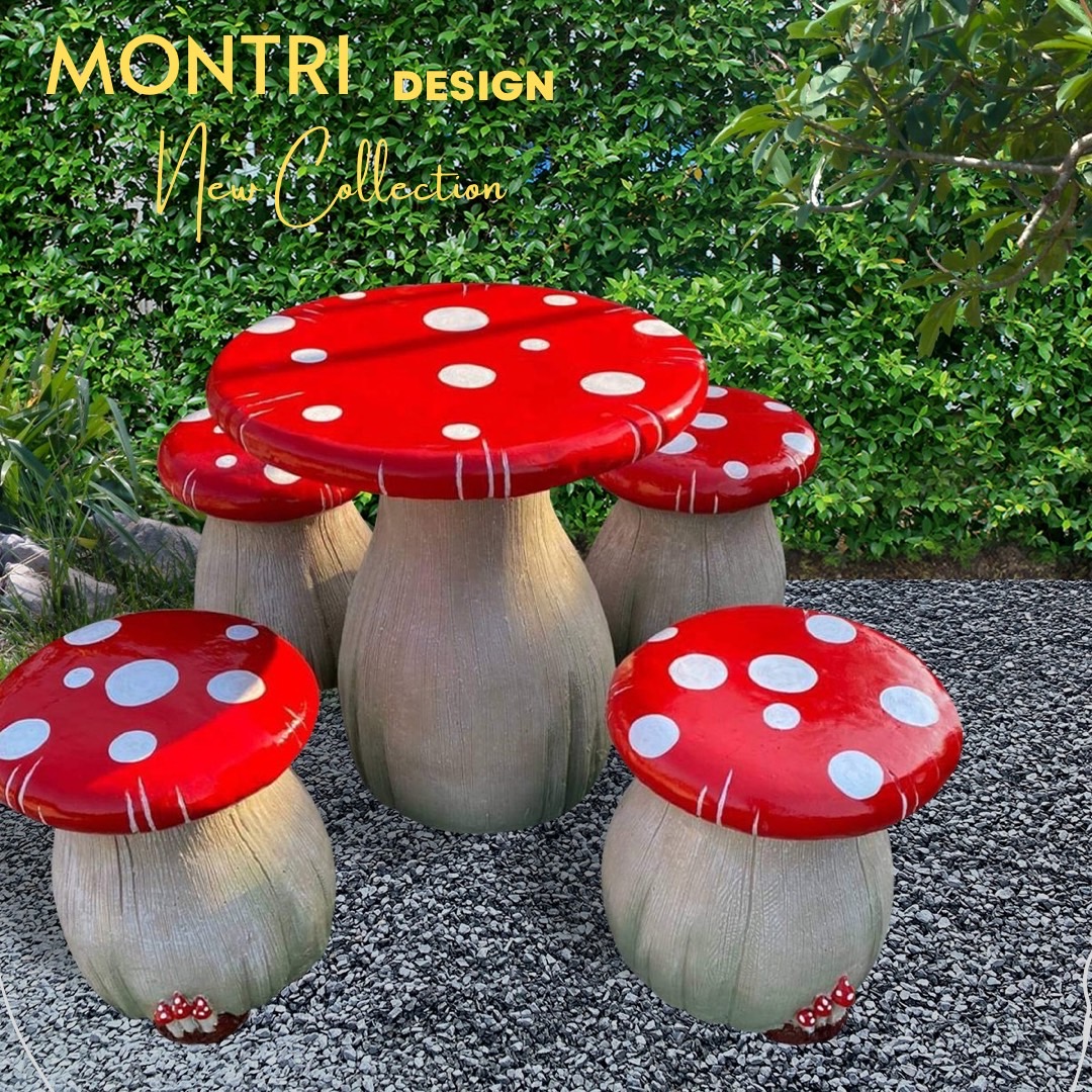 ชุดโต๊ะสนาม โต๊ะสนาม ชุดโต๊ะเก้าอี้รุปเห็ด โต๊ะสนามแต่งสวน รุ่น A3